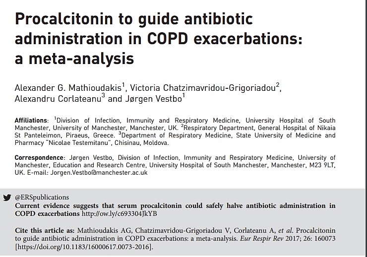 PROCALCITONINA COMO GUIA DE USO DE ANTIBIÓTICOS EM DPOC: RESULTADOS DA METANÁLISE PROCALCITONINA COMO GUIA DE USO DE ANTIBIÓTICOS EM DPOC: RESULTADOS DA METANÁLISE